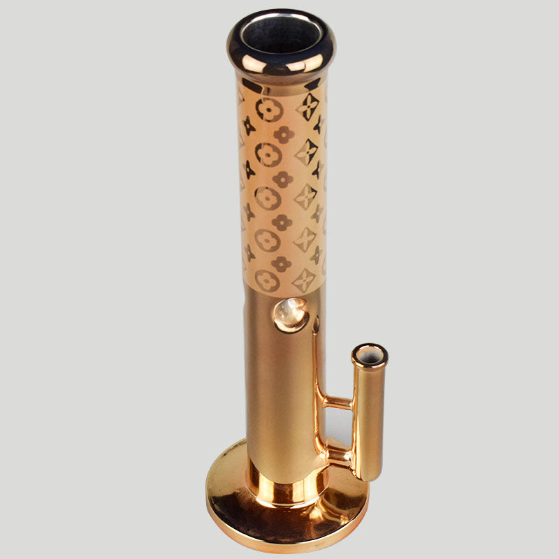 New Straight Bong Fantastic Design Golden Color Water Pipe 