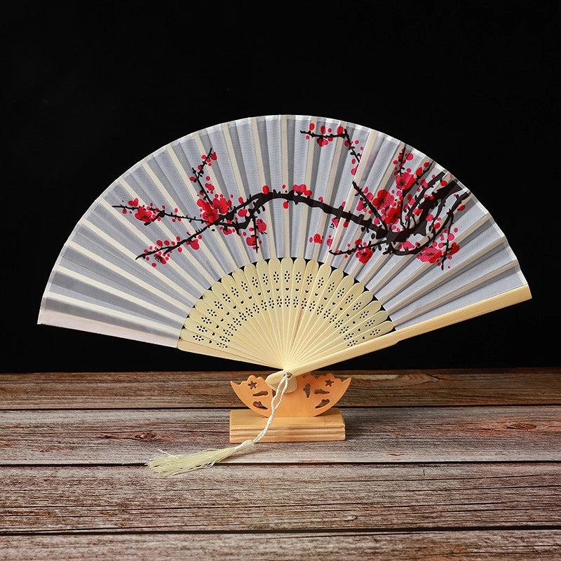 Bamboo Two Green Folding Fan Smile Fan Female Antique Fan Dance Fan Folding Fan Student Gift Elegant Fan