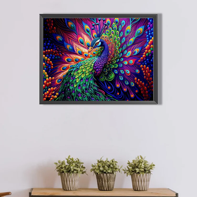 Peacock - Full Square(Partial AB Drill) - Diamond Painting (45*35cm)