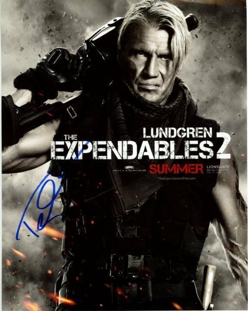 Dolph lundgren signed autographed the expendables 2 gunner jensen Photo Poster painting