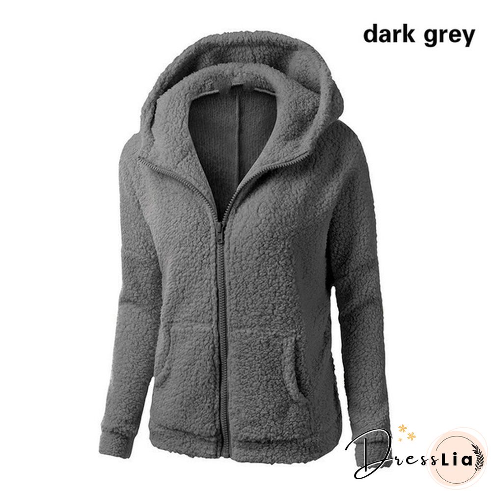 Woman Clothes Warm Autumn Winter Thicken Fleece Coat Zip Up Hooded Slim Parka Jacket Overcoat Woman Hoodie Plus SizeS-5XL