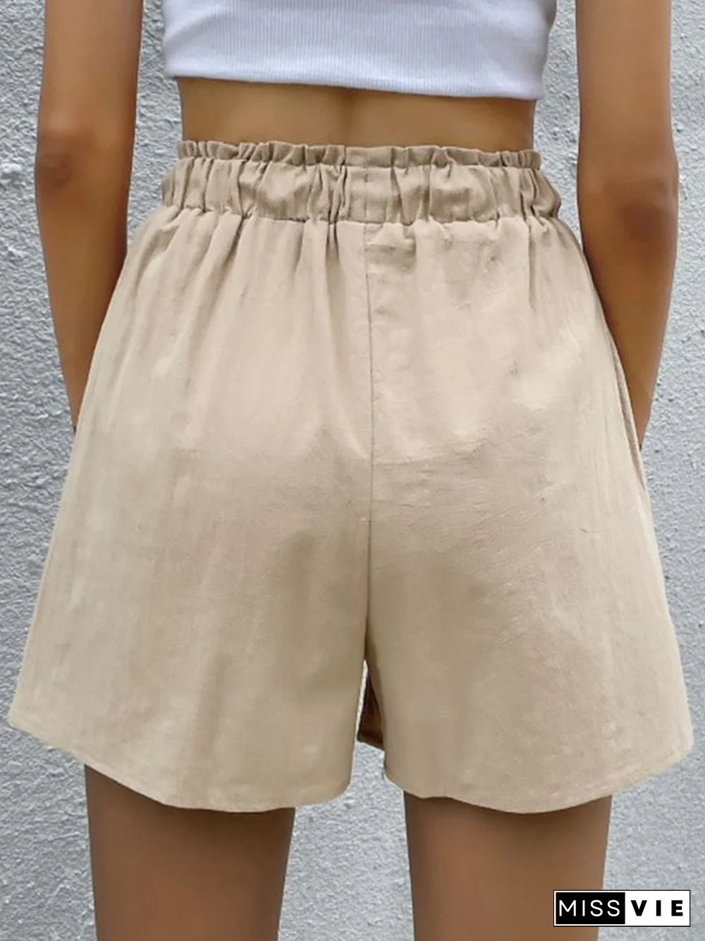 Cotton Linen Loose Drawstring Women's Commuter Casual Wide-leg Shorts