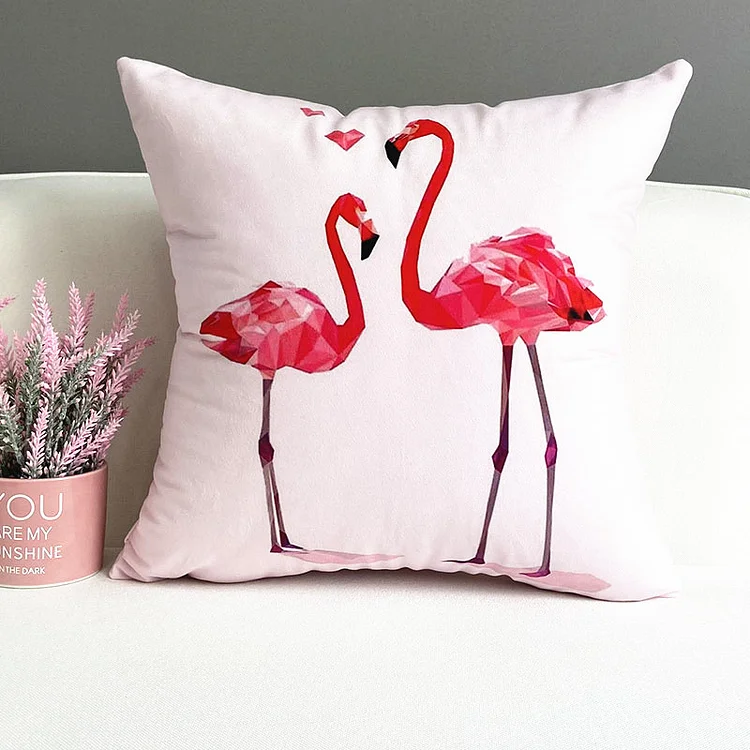 18 x 18 inch Christmas Cushion Cover Flamingos | AvasHome