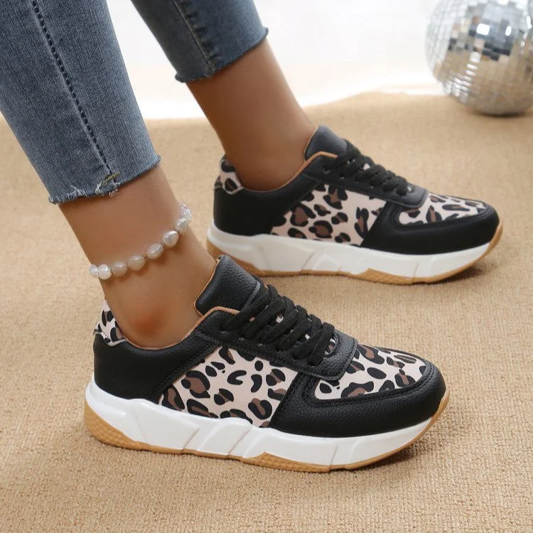 Breakj Breakj Spring And Autumn New Large-Size Leopard-Print Casual Single-Shoe Women's Flat-Bottomed Sports Casual Shoes Wish
