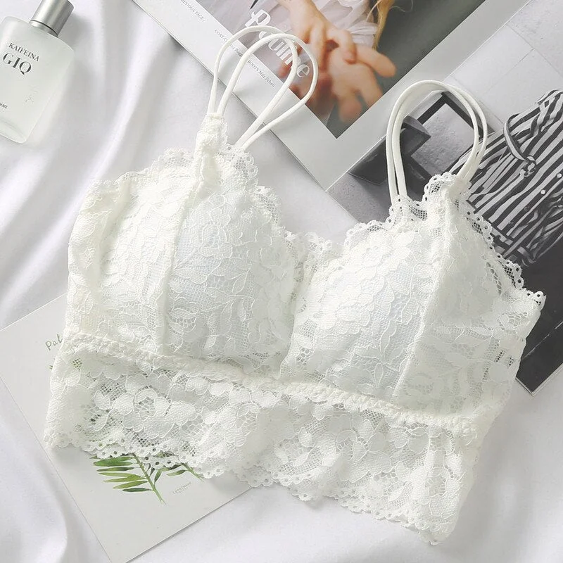 Women Lace Bra Set Sexy Lingerie French Bralette Lace Panties Cropped Bra Panty Set Female Intimates Seamless Underwear Set