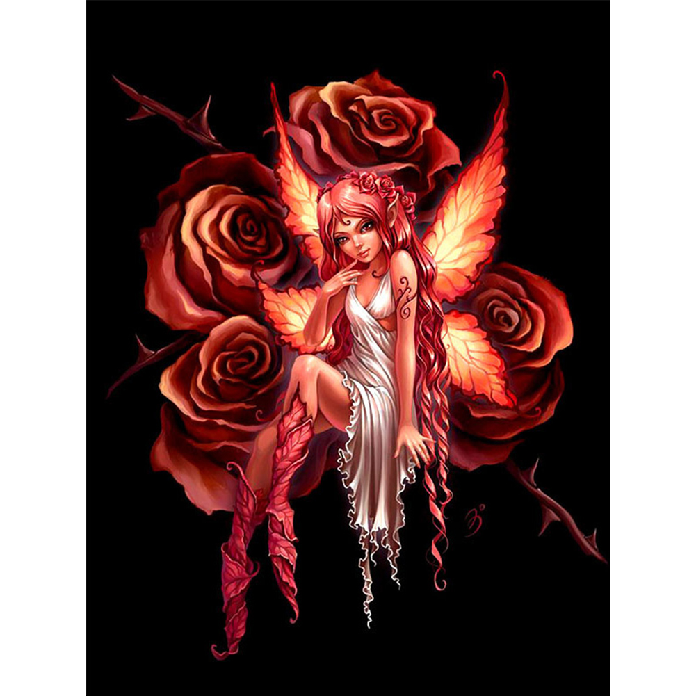 

30*40CM - Round Drill Diamond Painting - Fantasy Rose Fairy, 501 Original