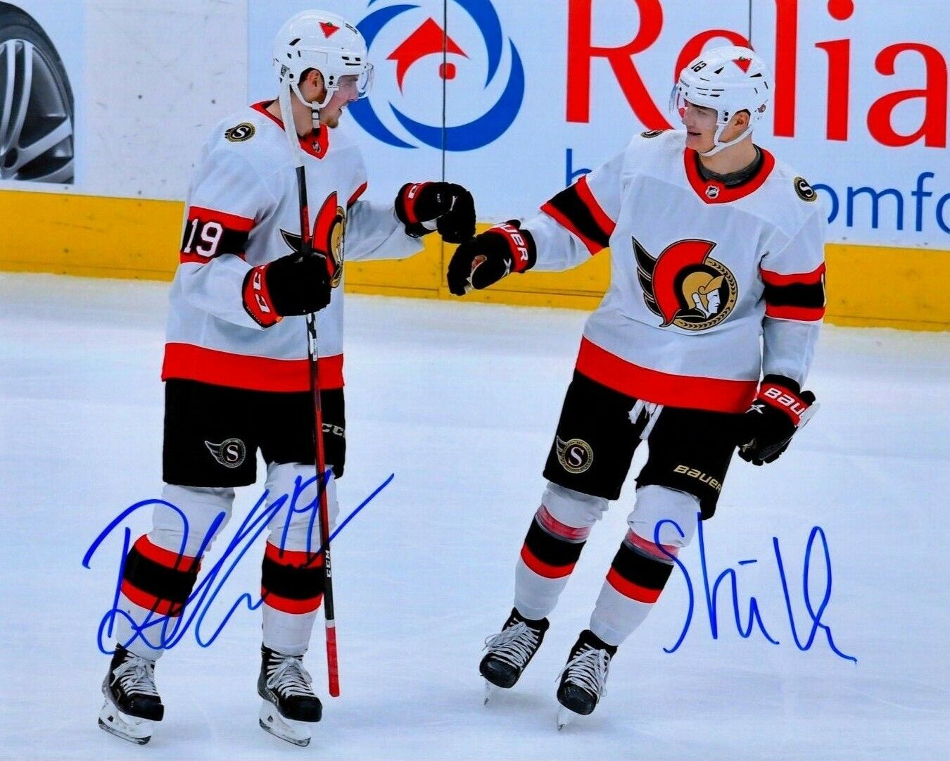 TIM STUTZLE & DRAKE BATHERSON autographed SIGNED OTTAWA SENATORS 8X10 GOAL Photo Poster painting