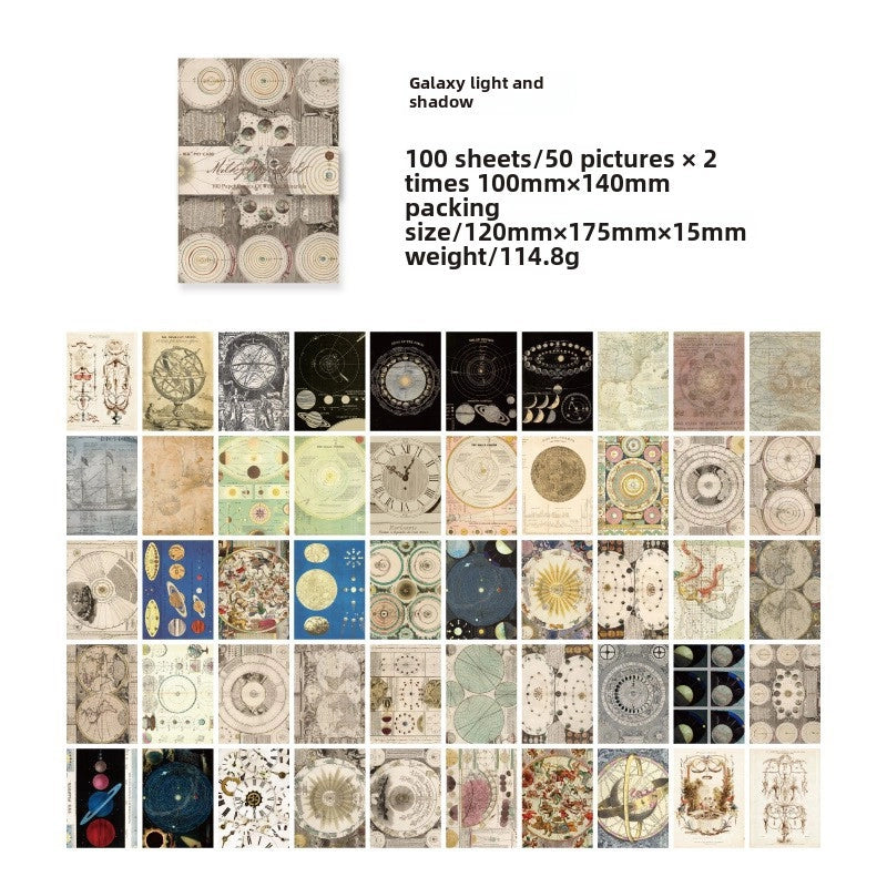 Vintage Material Paper Book Life Morning Evening Series Paste Diary Diy Decoration Base Material 100 Sheets In