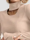Stylish High-Neck Hollow Split-Side Slim Knitting Midi Dress