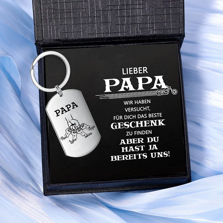 Kettenmachen Personalisierbarer 4 Namen Papa/Opa Faust Schlüsselanhänger-Lieber Papa/Opa du hast ja bereits uns-Geschenk für Vater Vatertag