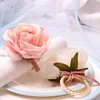 Pink White Artificial Rose Pearls Napkin Ring