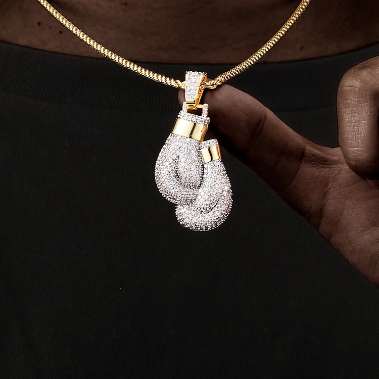 Bling Boxing Gloves Pendant Necklace-VESSFUL