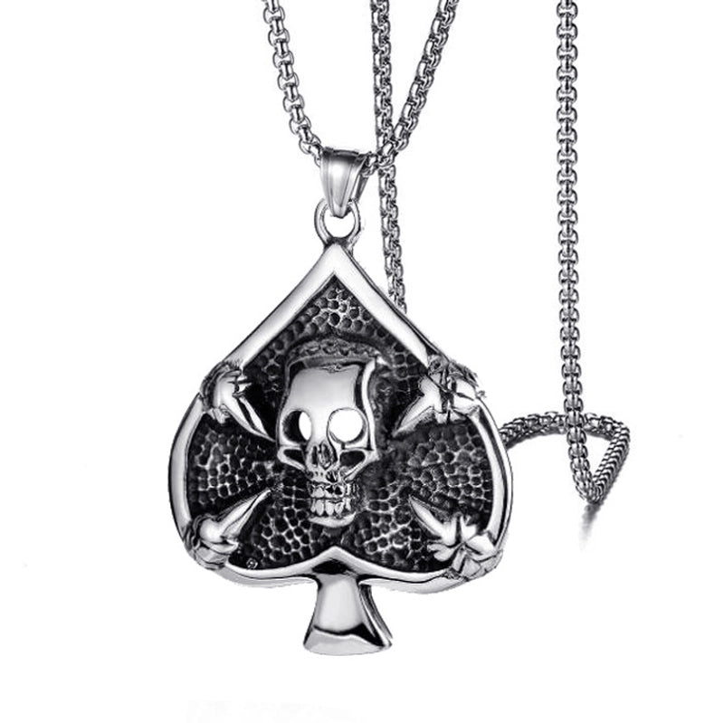 Retro Skull Titanium Steel Stoving Varnish Halloween Unisex Pendant Necklace
