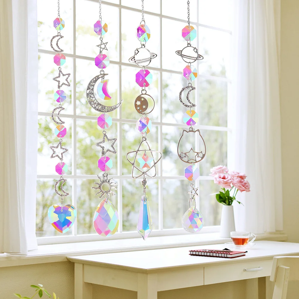 Crystal Wind Chime Prism Catchers Hanging Ornament Curtain Garden Pendant