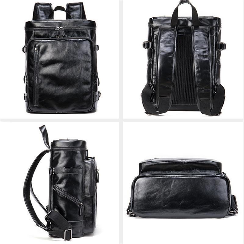 Classic Handbag Retro Leather Computer Large-Capacity Breathable Backpack