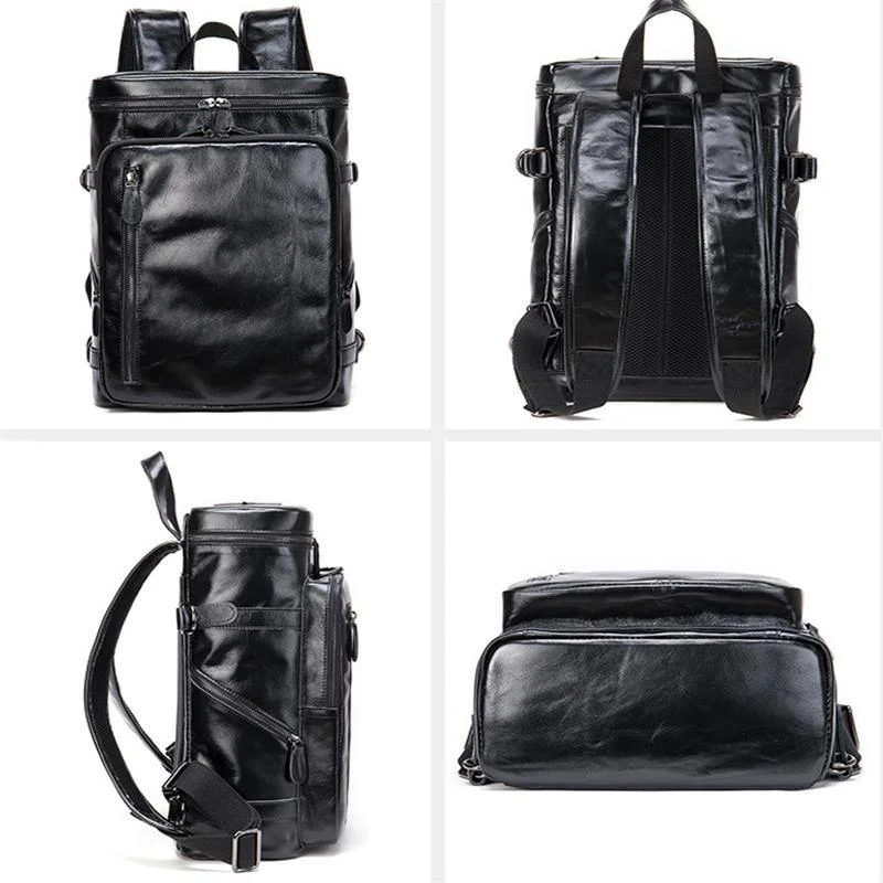 Classic Handbag Retro Leather Computer Large-Capacity Breathable Backpack