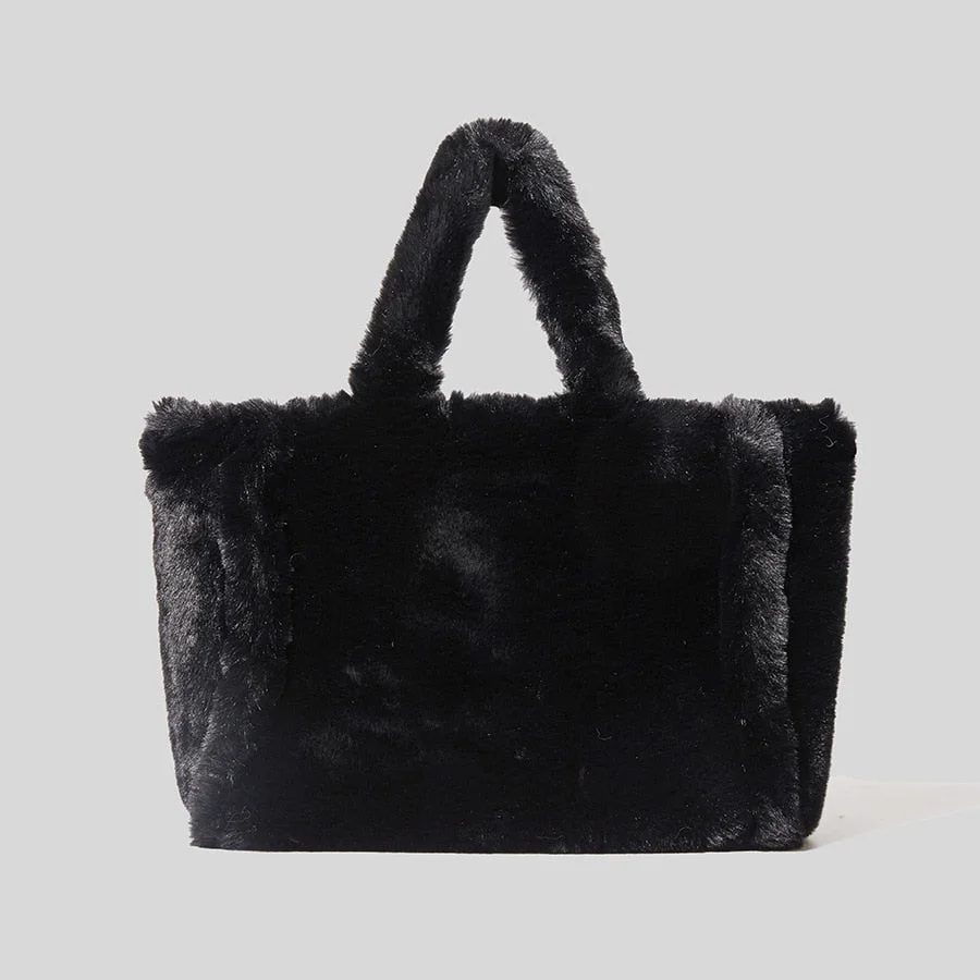 Fashion large Tote Bag Luxury Faux Fur Women Handbags Designer Lady Hand Bags Fluffy Soft Plush Shopper Bag Warm Winter Sac 2021