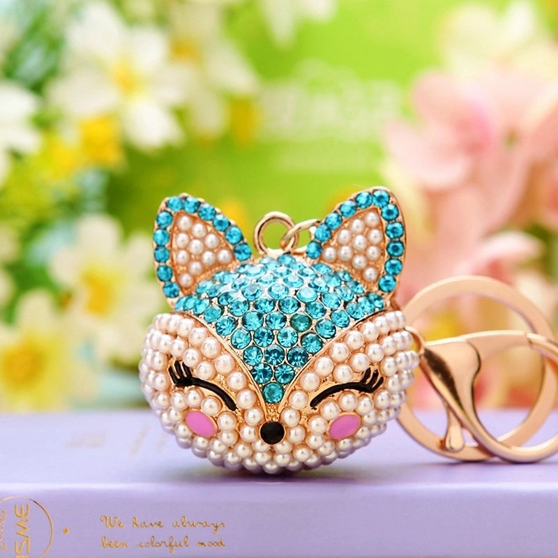 Cute Animal Pu Leather Alloy Inlay Rhinestones Women’s Keychain