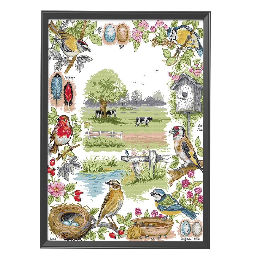 

Bird ecology - 14CT Stamped Cross Stitch - 48*58cm, 501 Original