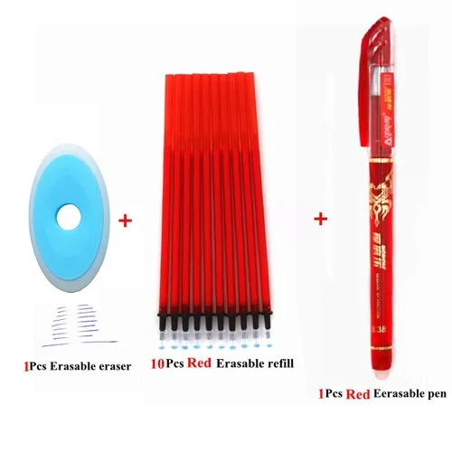 3/12Pcs/Set Erasable Pen 0.38mm Washable Handle Blue Black Red Erasable Gel Pen Refill Rod School Office Writing Stationery