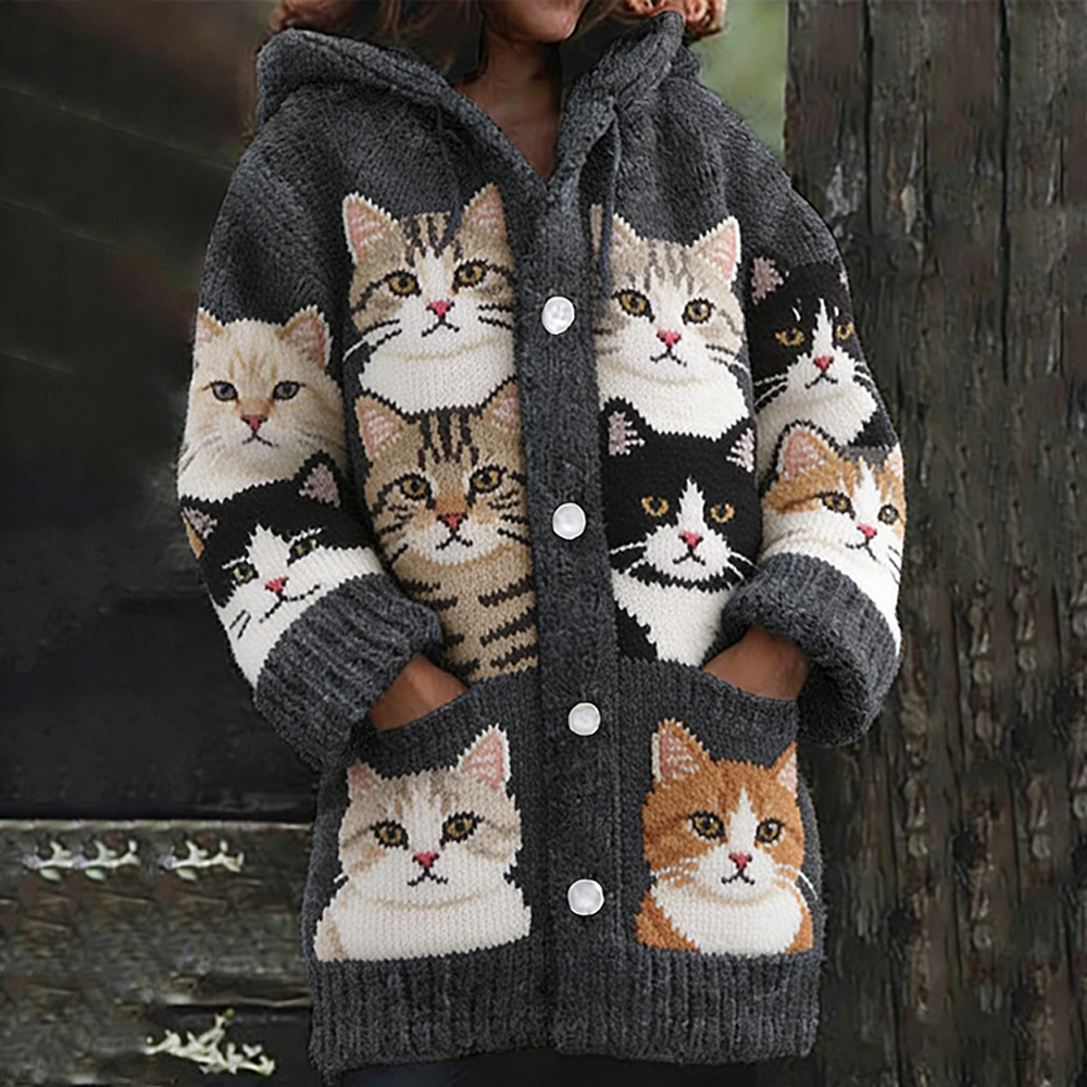 Women's Peeking Cat Hooded Sweater wearshes