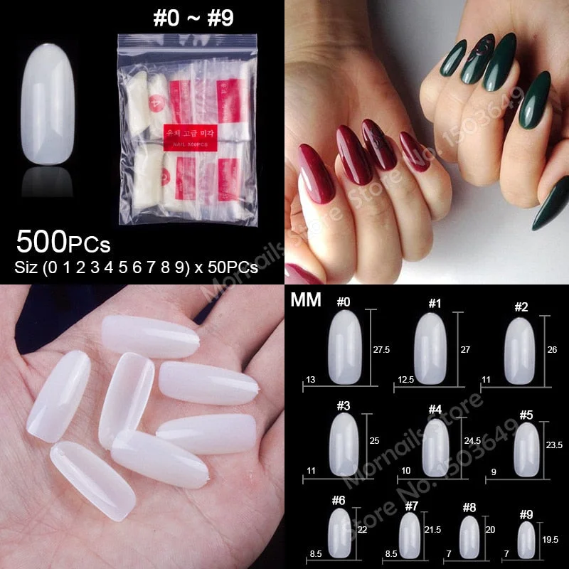 500 Pieces Of Ballerina Stiletto Coffin Rounded Square False Nail Tips Manicure Fake Nail Tips Long False Nails Short Nail Tips-Nail Inspo