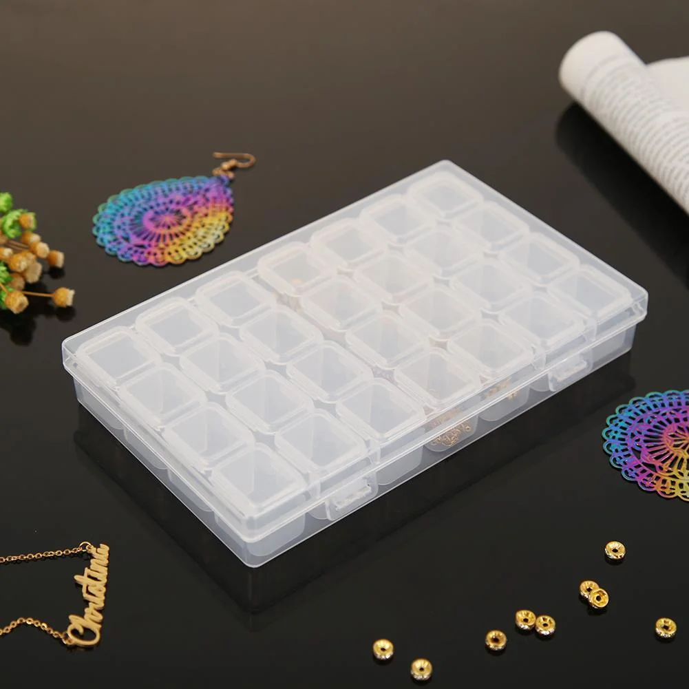 28 Grids Transparent Container Diamond Painting Accessories Storage Box