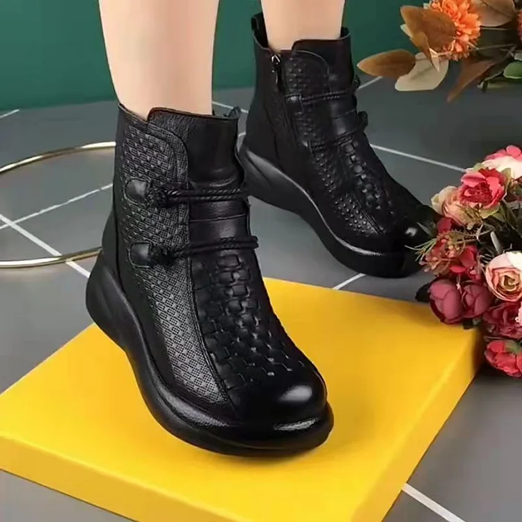【100% skóra bydlęca】 modne bawełniane buty ze skóry bydlęcej