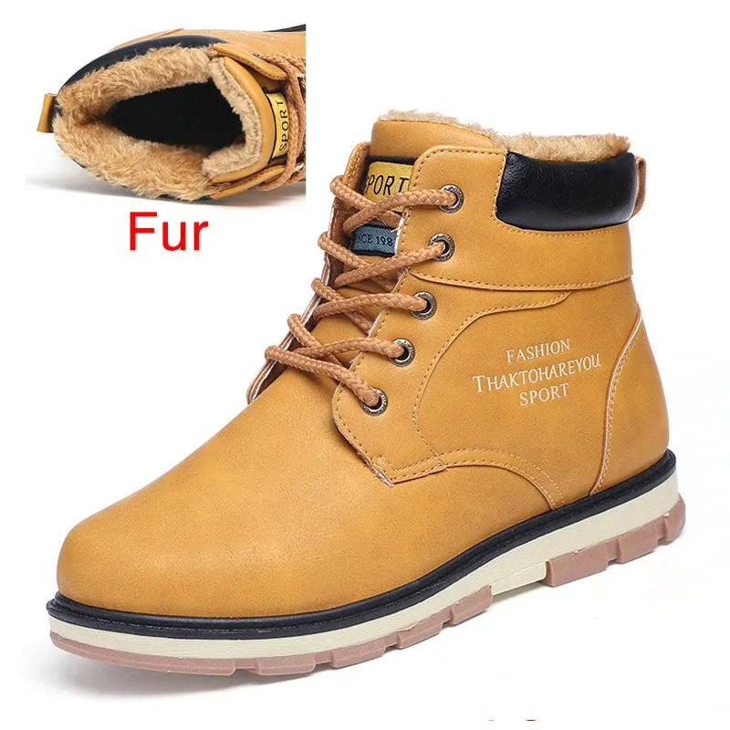 DEKABR 2022 Newest Autumn Winter Ankle Warm Boots Quality PU Leather Men Casual Working Shoes Vintage Style Lace Up Men Boots