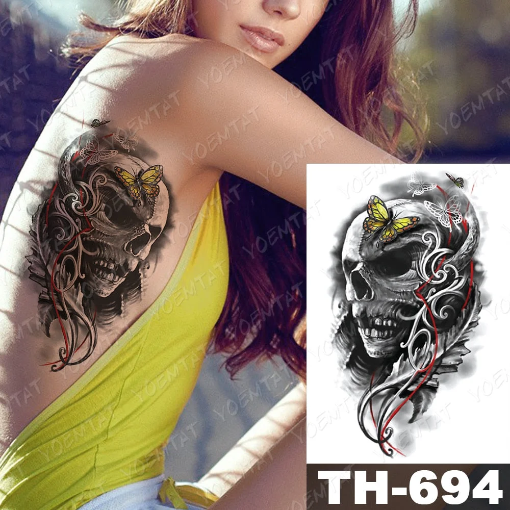 Waterproof Temporary Tattoo Stickers Scorpion Blood Rose Peony Flower Flash Tatoo Woman Body Art Fake Water transfer Tattoo Men