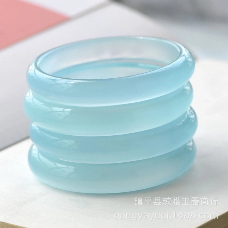Natural Agate Chalcedony Ladies Ice-like Sky Blue Jade Bracele