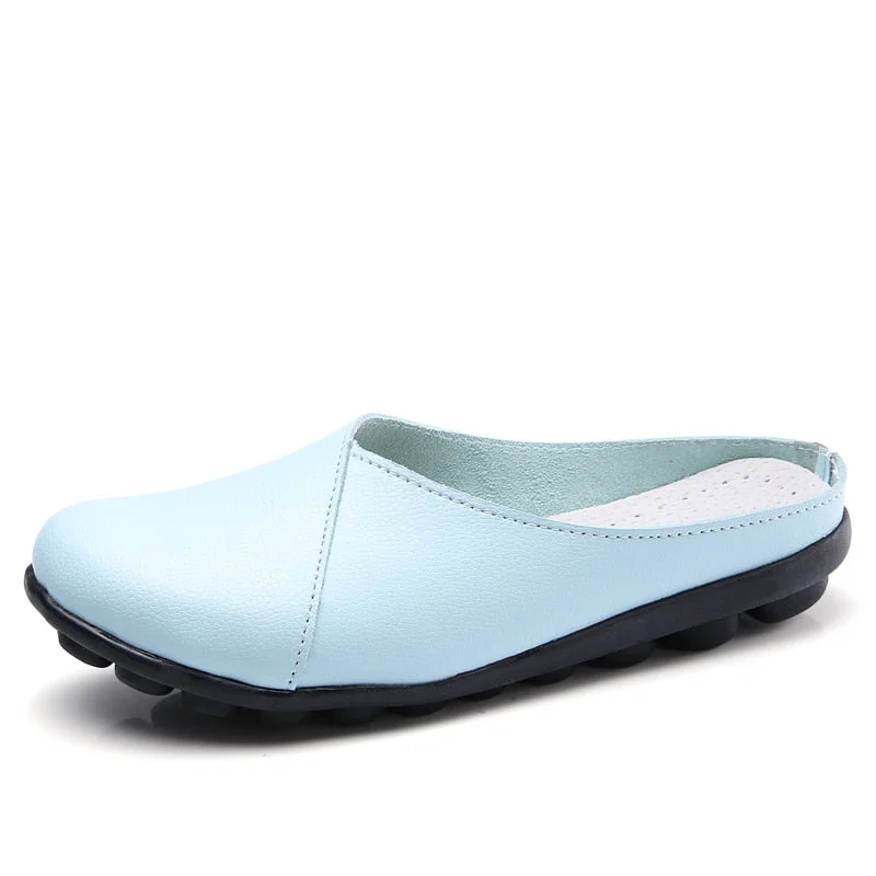 Women's Summer Sneakers Slip On Flat Shoes Women's Casual Loafers Walking Shoes Female Outdoor PU Leather Soft Bottom Shoes