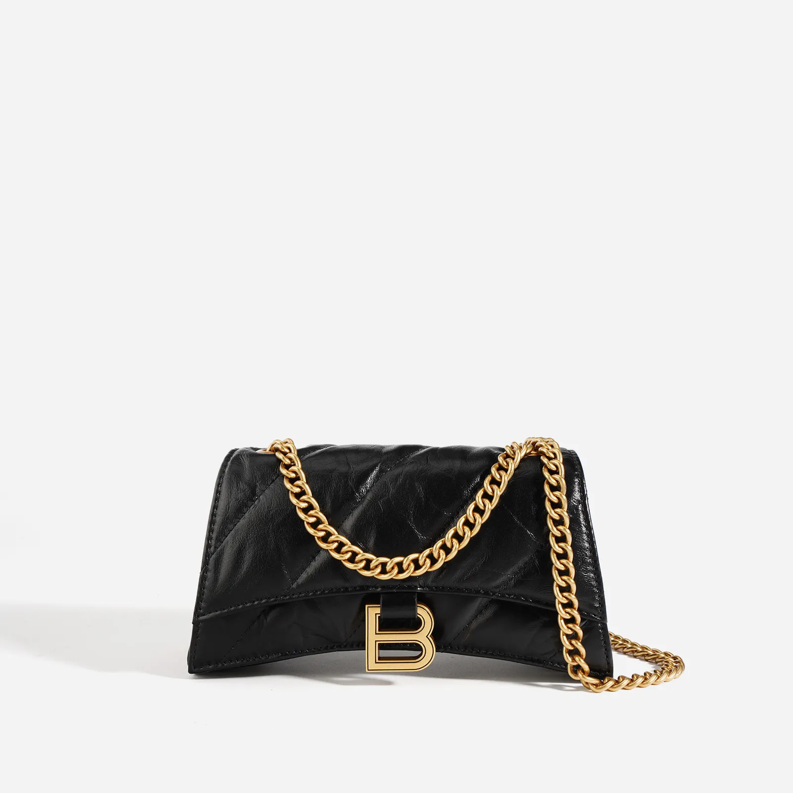 Box Calfskin Bags Aged Gold Hardware Hourglass Wallet On Chain-vocosishoes