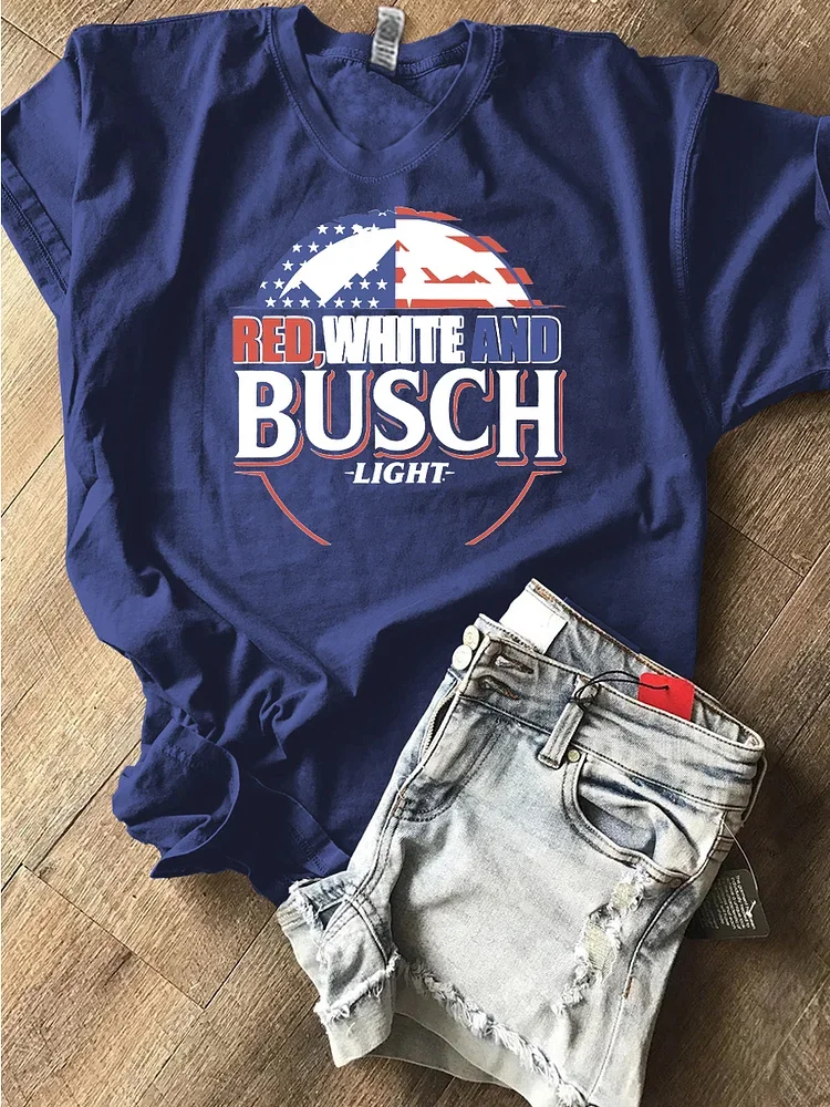 Red White and Busch Light Unisex V-neck T-Shirt