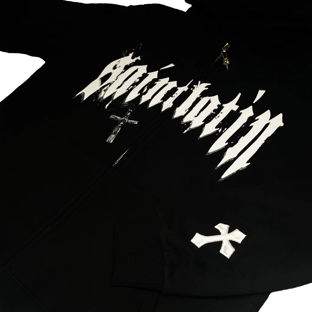 Statement street print long-sleeve zip-up hoodie