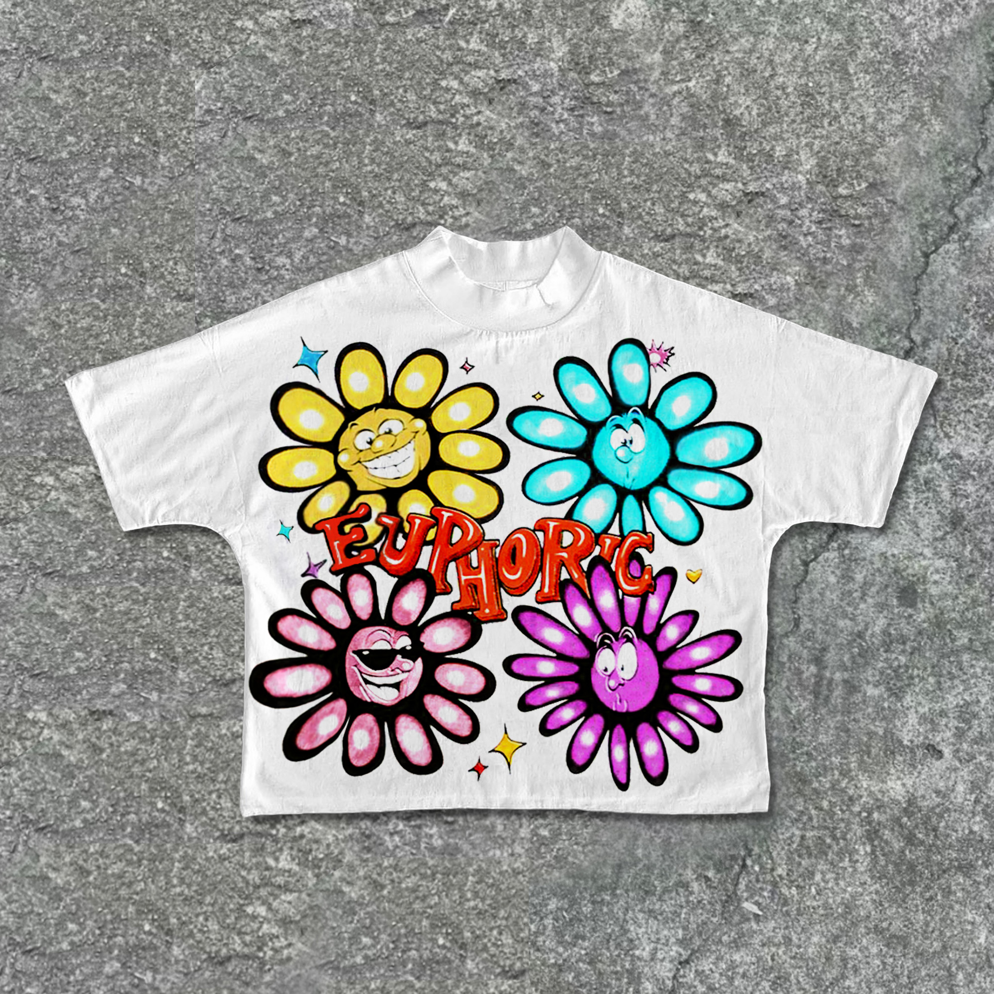 Vintage Euphoric Expression Graphic Print Cropped T-Shirts - SOPULA