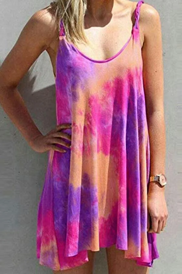 Womens Gradient Print Strap Dress-Allyzone-Allyzone