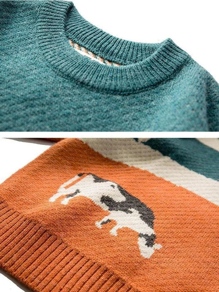 Brownm Farm Land Jacquard Knit Sweater