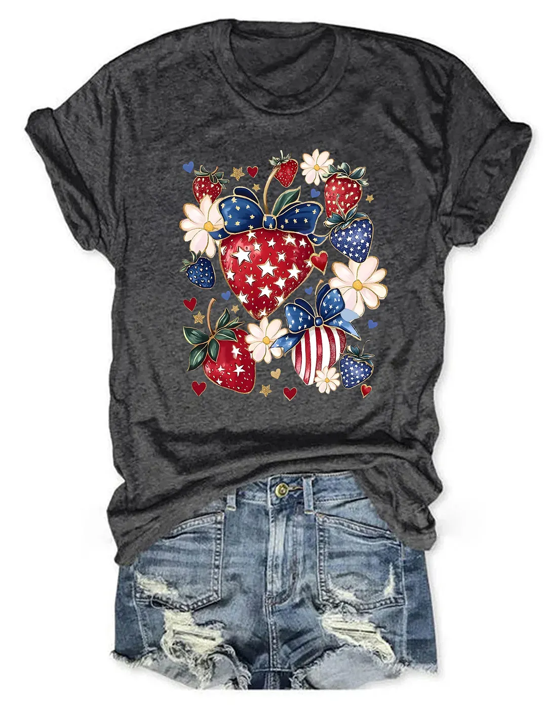 Boho 4th Of July Strawberry T-shirt