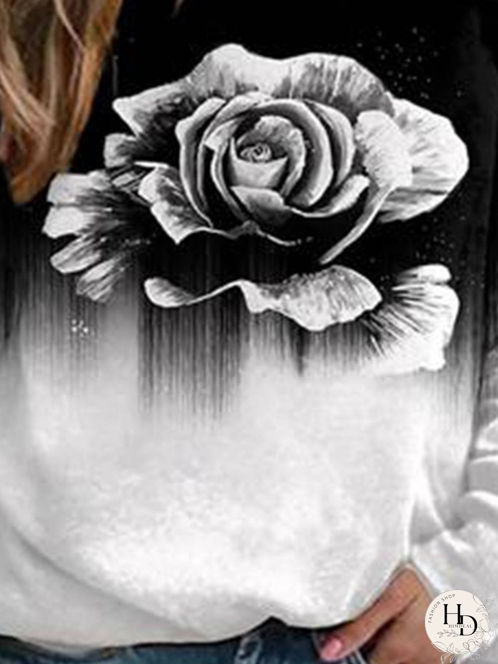 Round Neck Printed Long Sleeve T-shirt