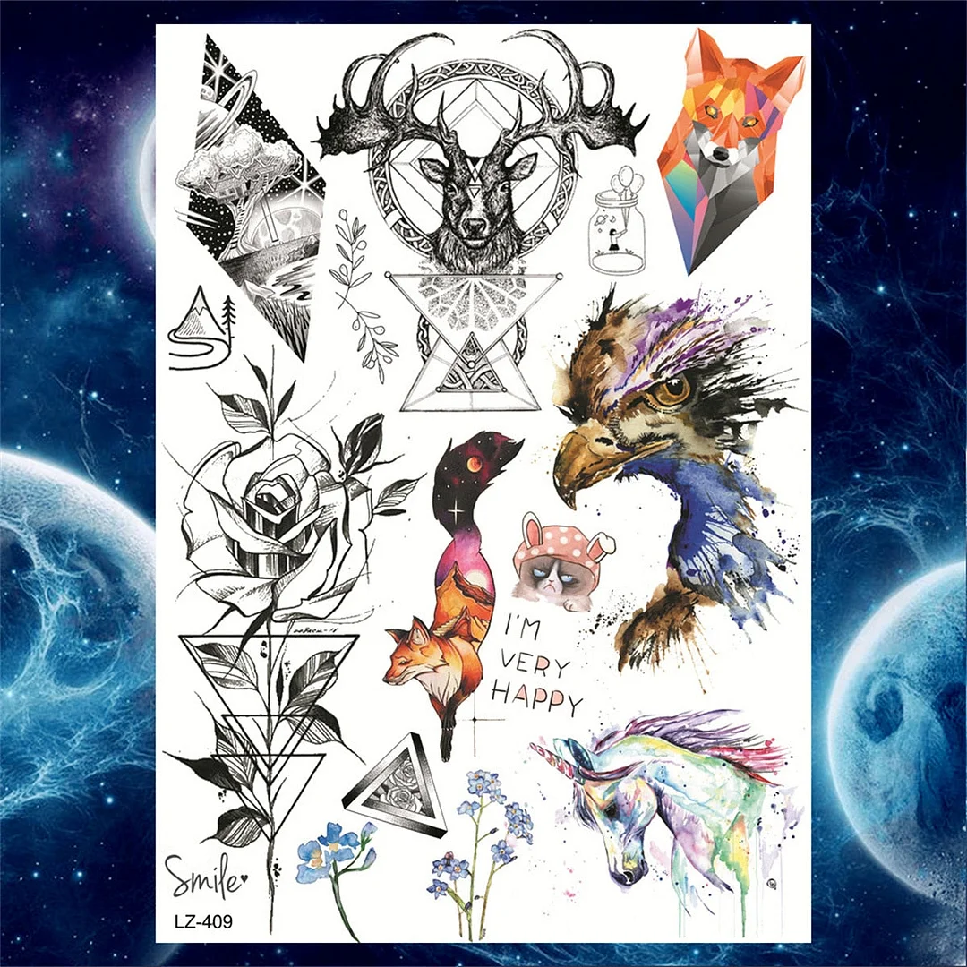 3D Realistic Fake Lion Temporary Tattoos For Men Women Adult Monster Tattoo Sticker Black Wolf Tiger Animals Large Tatoos Paste