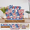 Independence Day DIY Acrylic Diamond Painting Night Light for Adults Beginner Diamond Art Table Lamp with Wooden Base for Woman Man Desk Bedroom Tabletop Decor