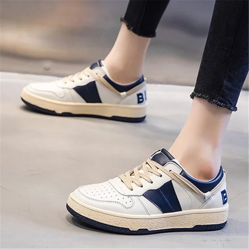 Meotina Genuine Leather Women Shoes Flats Platform Shoes Round Toe Lace Up Causal Shoes Female  Winter Autumn Green Blue 44