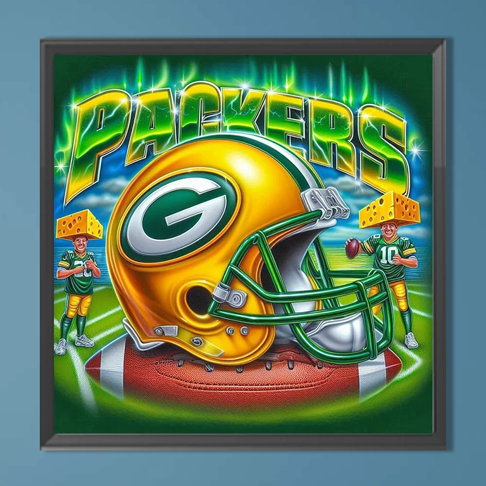 Diamond Painting - Full Round Drill - Green Bay Packers Helmet(Canvas|40*40cm)