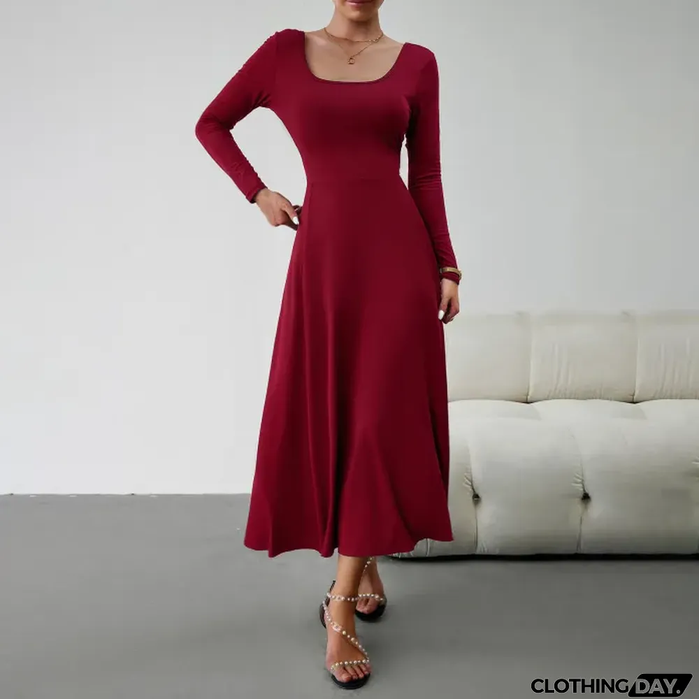 Women's Elegant Waist Long Sleeve Dress