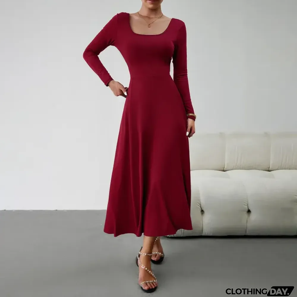 Women's Elegant Waist Long Sleeve Dress