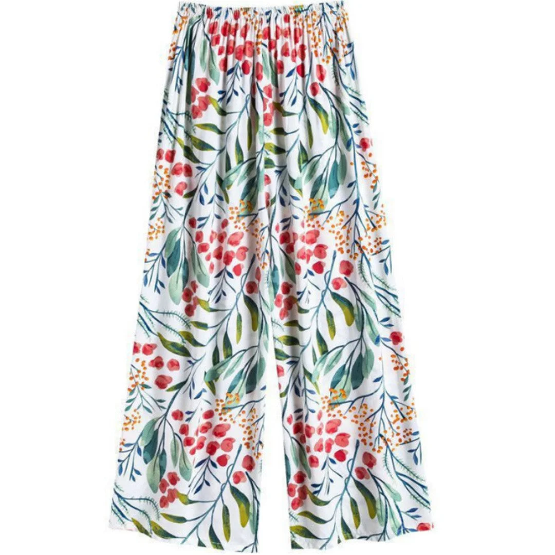Women's Pants Pocket Floral Print Loose Casual Pants
