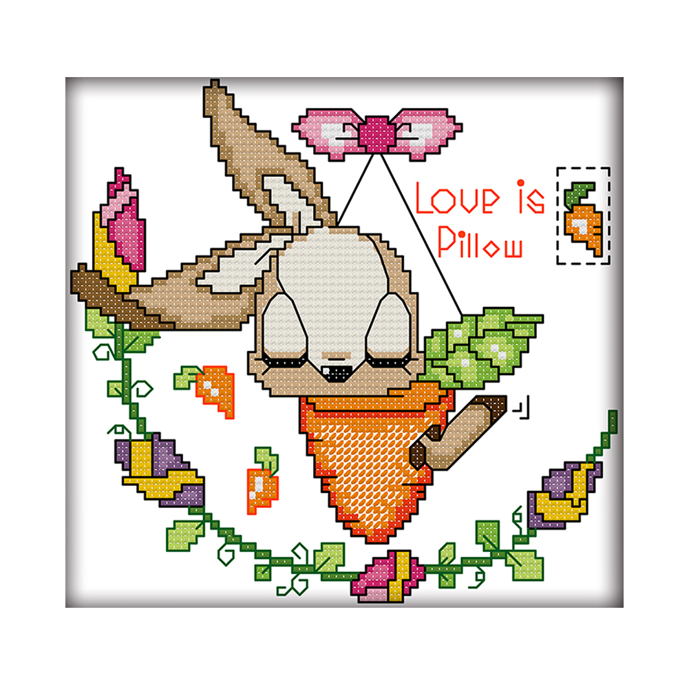 

Bunny Loves Carrots - 14CT Stamped Cross Stitch - 19*18cm, 501 Original
