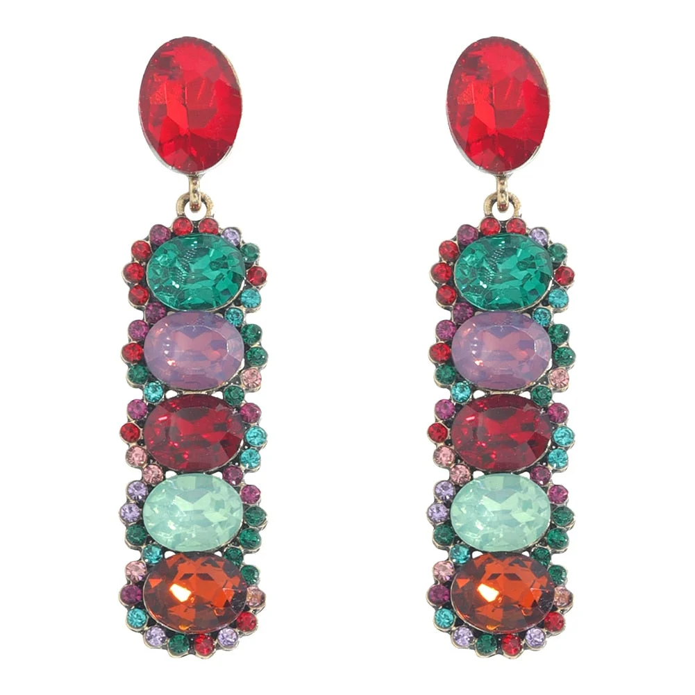Dvacaman New Arrival Long Colorful Rhinestone Irregular Drop Earrings High Quality Trendy Crystal Pendant Jewelry Gift For Women