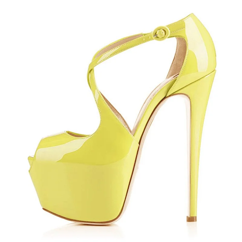 Onlymaker Women's Peep Toe Cross Strap platform Heels 16cm High Heel Sexy open Toe Sandals wedding Stilettos Spike Shoes Plus s